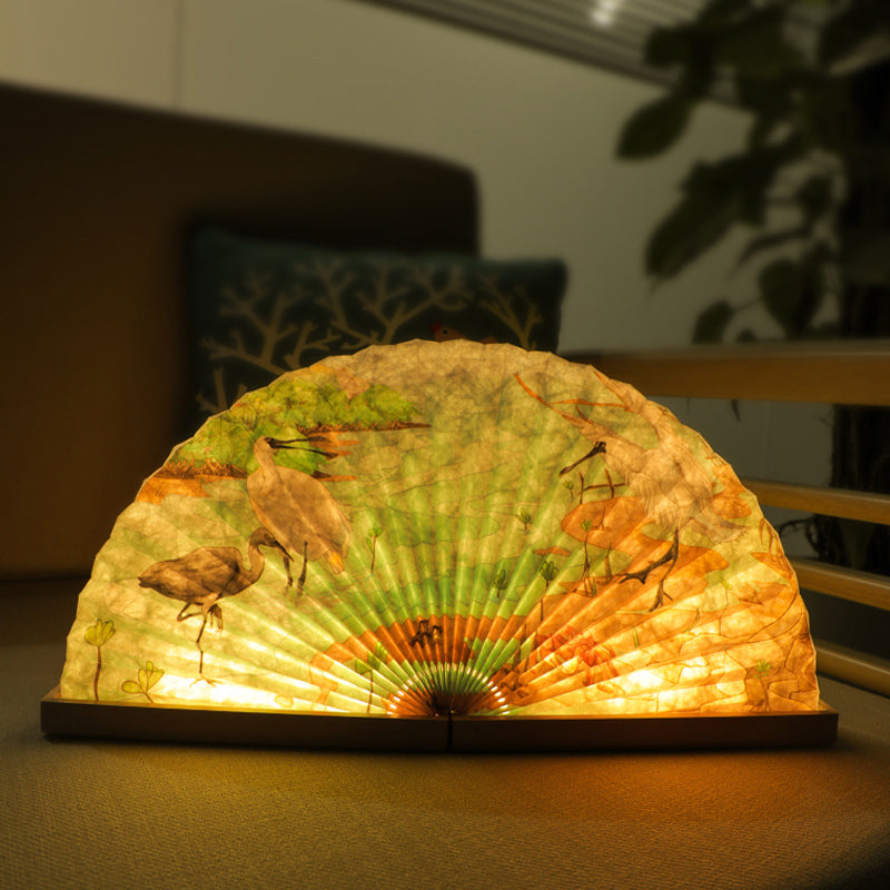 Paper Bole Red-crowned Crane Fan Lamp Graduation Design Creative Gift Souvenir Customized Photos for Students and Teachers