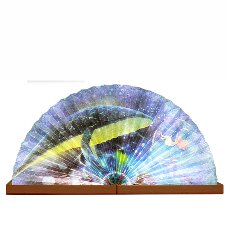 Mid-Autumn Festival book lamp birthday gift for girlfriend ancient style Forbidden City cultural and creative fan-shaped night light voice-activated customized gift