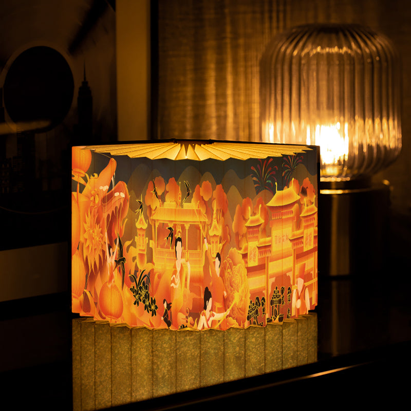 Customizable Creative Pattern Folding Screen Lamp – Bedroom Charging Decorative Light