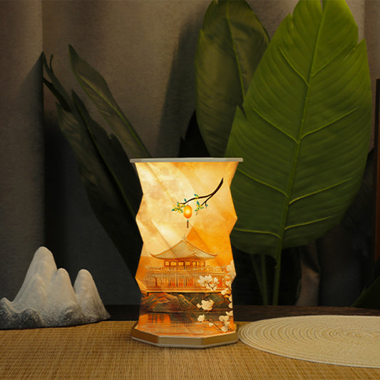 Mid-Autumn Spiral Origami Lantern – Foldable LED Table Lamp for Moonlight Celebrations