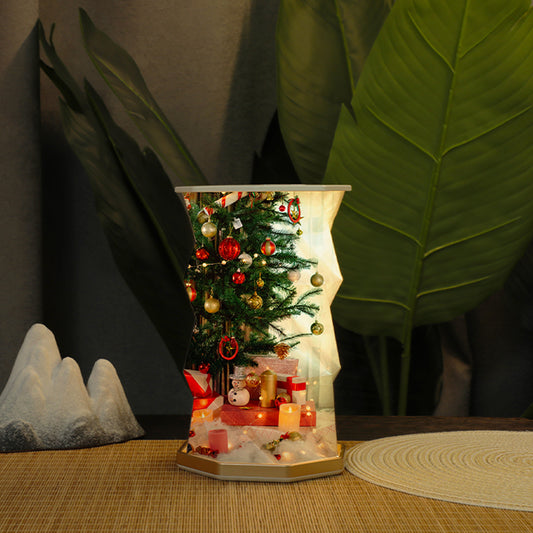Christmas Spiral Origami LED Lamp – Foldable Modern Paper Lantern with Warm White Glow