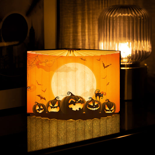 Halloween Pleated Paper Lamp - Mysterious Warm Light for Spooky Nights