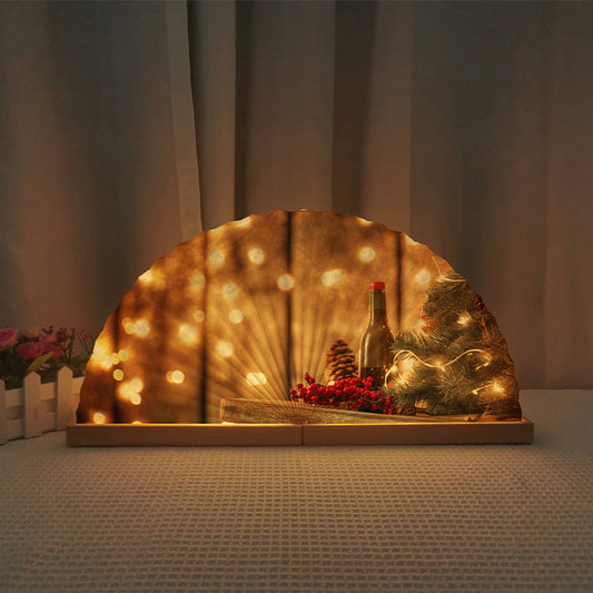 Christmas Fan-Shaped LED Lamp – Warm Foldable Light for Holiday Table & Gift Décor