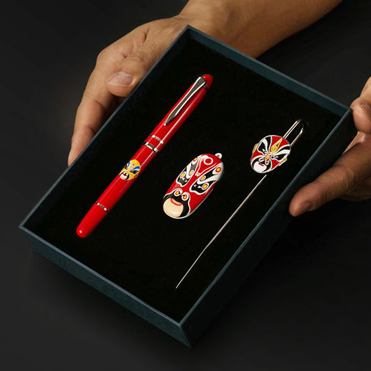 Chinese Opera Face Bookmark+USB+Pen Gift Set, Palace Museum Cultural Creative, Custom Engraving
