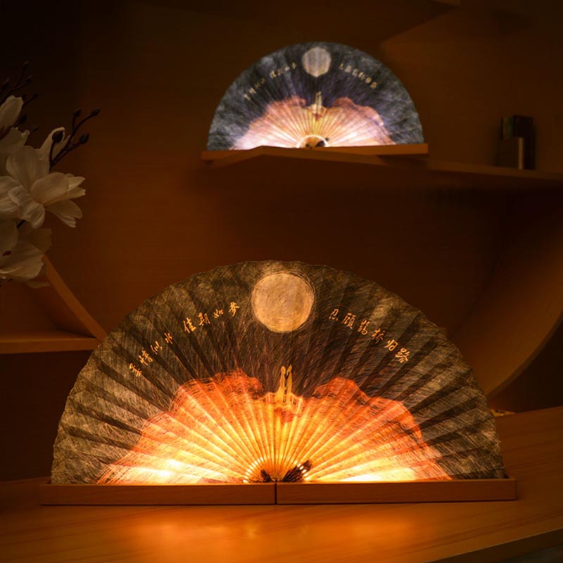 Chinese fan-shaped lamp for Lantern Festival·Cultural and creative gifts·Business customized souvenirs