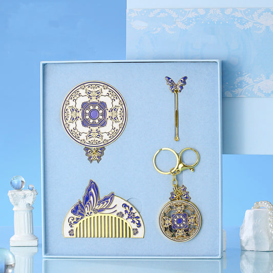 Chinese Palace Museum Style Mirror Comb Kit, Ancient Wind Travel Souvenir Gift