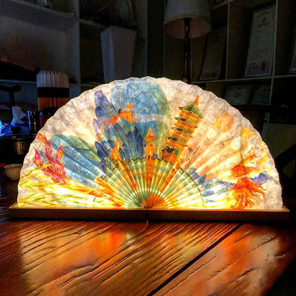 Teacher's Day Phoenix Fan-shaped Ancient Style Night Lamp Forbidden City Cultural and Creative Museum Book Lamp Creative Ornament Table Lamp