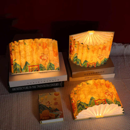 Mid-Autumn Festival Gifts Cultural and Creative Book Lamp Company Anniversary Customized Folding Paper Book Lamp Creative Teacher’s Day Gift