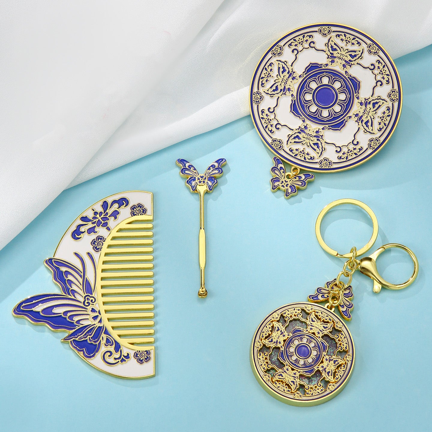 Chinese Palace Museum Style Mirror Comb Kit, Ancient Wind Travel Souvenir Gift