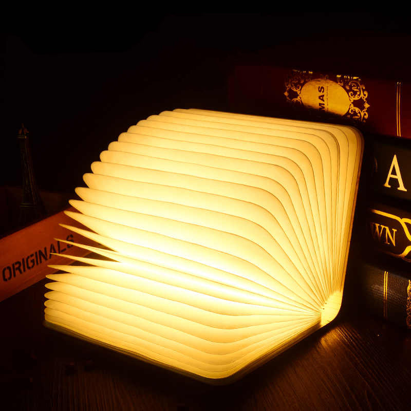 Birthday gift custom book lamp·wooden night lamp·night reading lamp·creative folding·bedroom bedside lamp