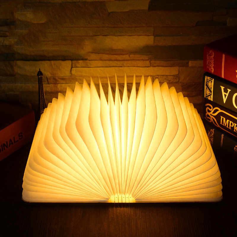 Birthday gift custom book lamp·wooden night lamp·night reading lamp·creative folding·bedroom bedside lamp