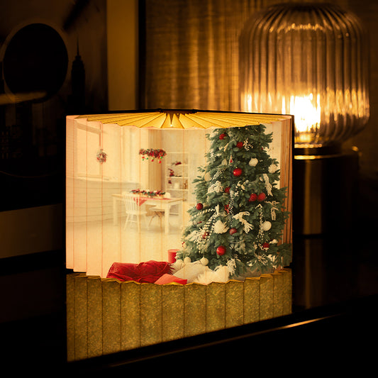 Custom Christmas Pleated Paper Lamp - Personalize with Your Holiday Message & Design
