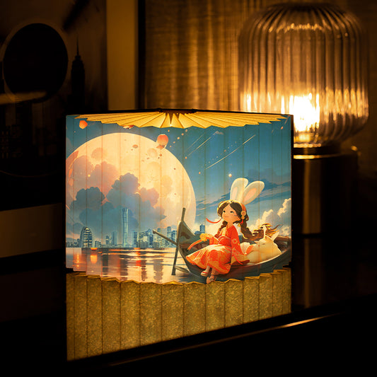 Custom Mid-Autumn Festival Pleated Paper Lamp - Personalize with Your Own Message & Design