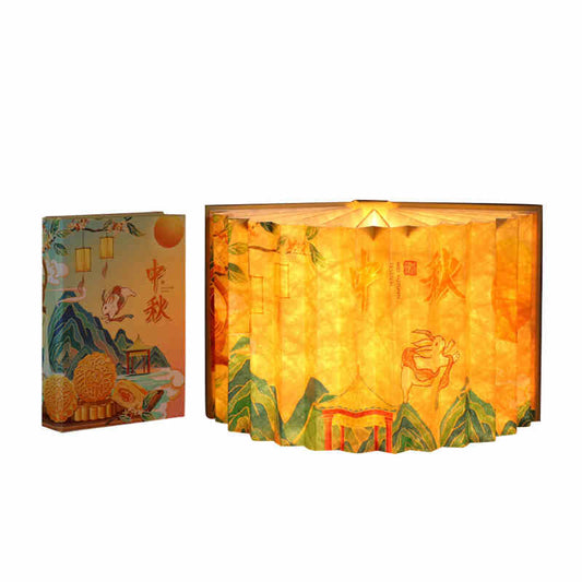 Mid-Autumn Festival Gifts Cultural and Creative Book Lamp Company Anniversary Customized Folding Paper Book Lamp Creative Teacher’s Day Gift