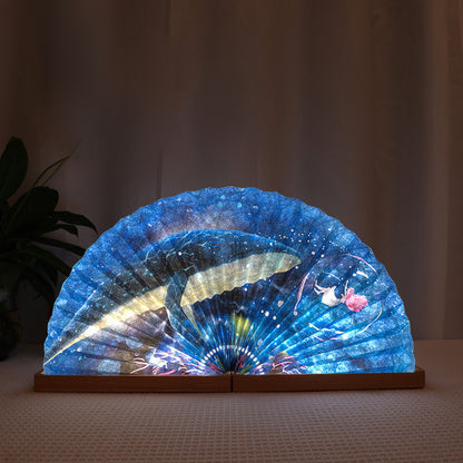 2025 New Year Snake Ancient Art Fan·Built-in Night Light·Business Gift·Customizable LOGO