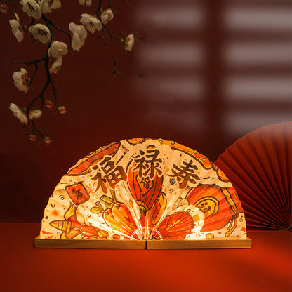 2025 New Year Snake Ancient Art Fan·Built-in Night Light·Business Gift·Customizable LOGO