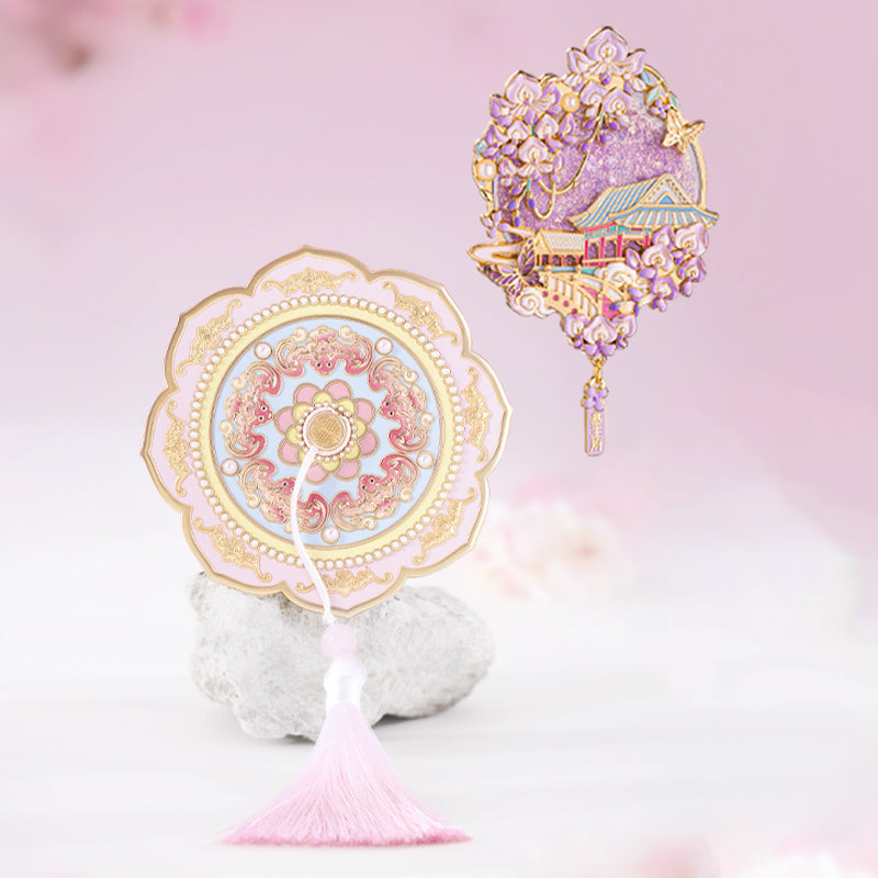 Prince Gong Mansion Crabapple Wisteria Moving-Sand Fridge Magnet, Beijing Museum Cultural Gift, Custom Souvenir