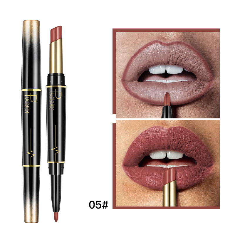 Pudaier Makeup 2 in 1 Matte Lipstick & Lip Liner Nude Lip Stick Pencil Make up Cosmetics Lip Balm Matt Cream Lipbalm Lipliner