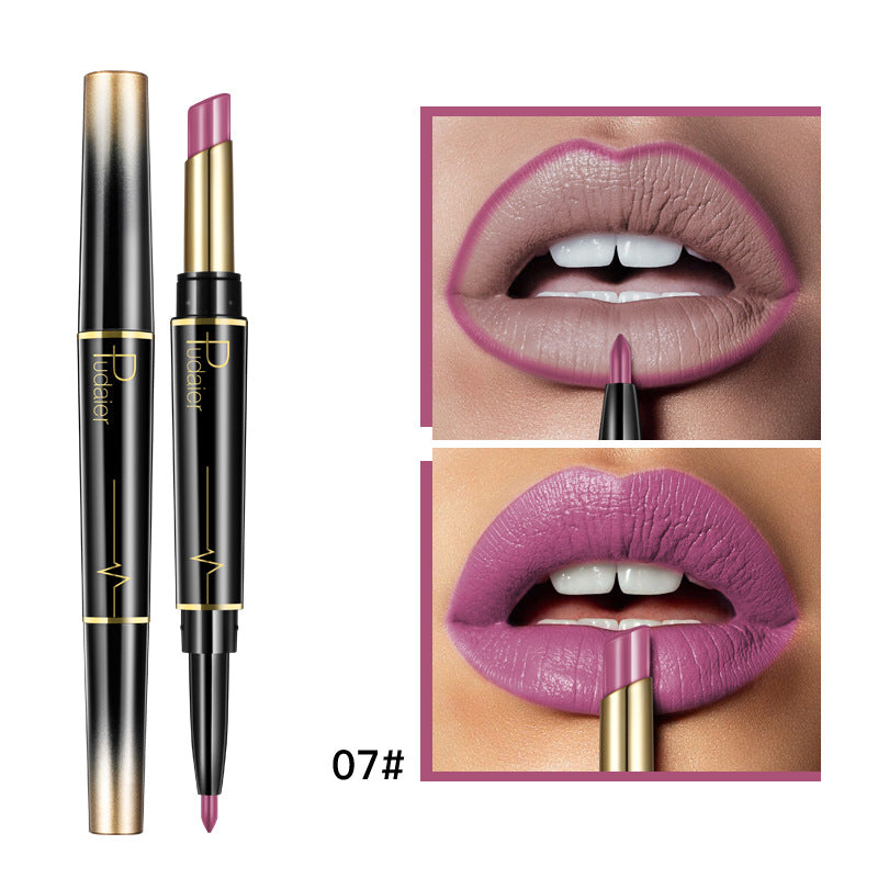 Pudaier Makeup 2 in 1 Matte Lipstick & Lip Liner Nude Lip Stick Pencil Make up Cosmetics Lip Balm Matt Cream Lipbalm Lipliner