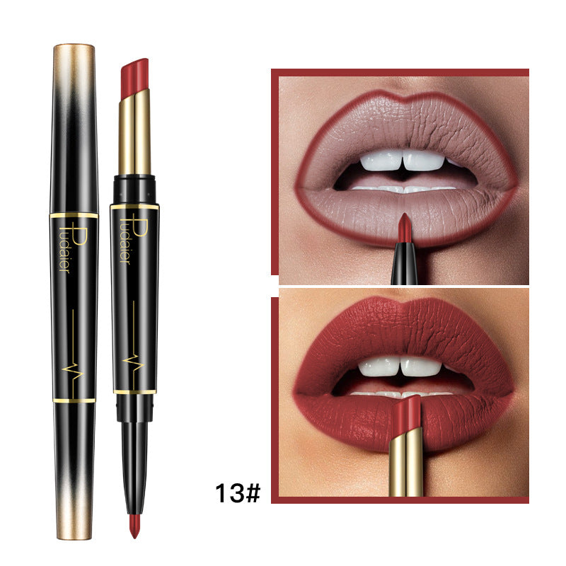 Pudaier Makeup 2 in 1 Matte Lipstick & Lip Liner Nude Lip Stick Pencil Make up Cosmetics Lip Balm Matt Cream Lipbalm Lipliner